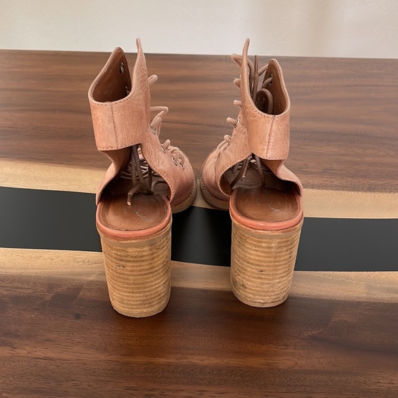 Jeffrey Campbell Free People Lace Up Blush Pink open Toe Heel Boots Size 10 - Picture 4 of 7